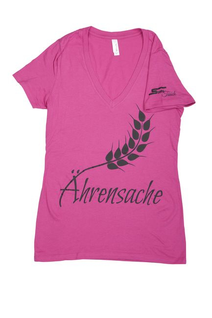 Damen V-Neck, Ährensache, pink