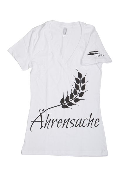 Damen V-Neck, Ährensache, weiß